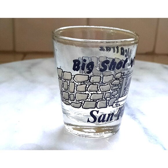 Vintage Shot Glass Big Shot on Alcatraz San Francisco Cartoon Tourism Barware 19 - Picture 2 of 7